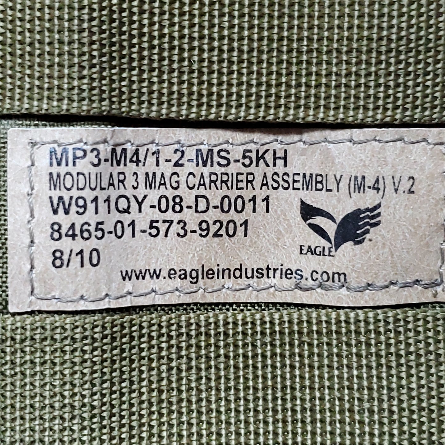 EAGLE INDUSTRIES Modular 3 Mag Carrier Assembly Coyote Molle Shingle V.2 Excellent Condition (DC10-17o8)