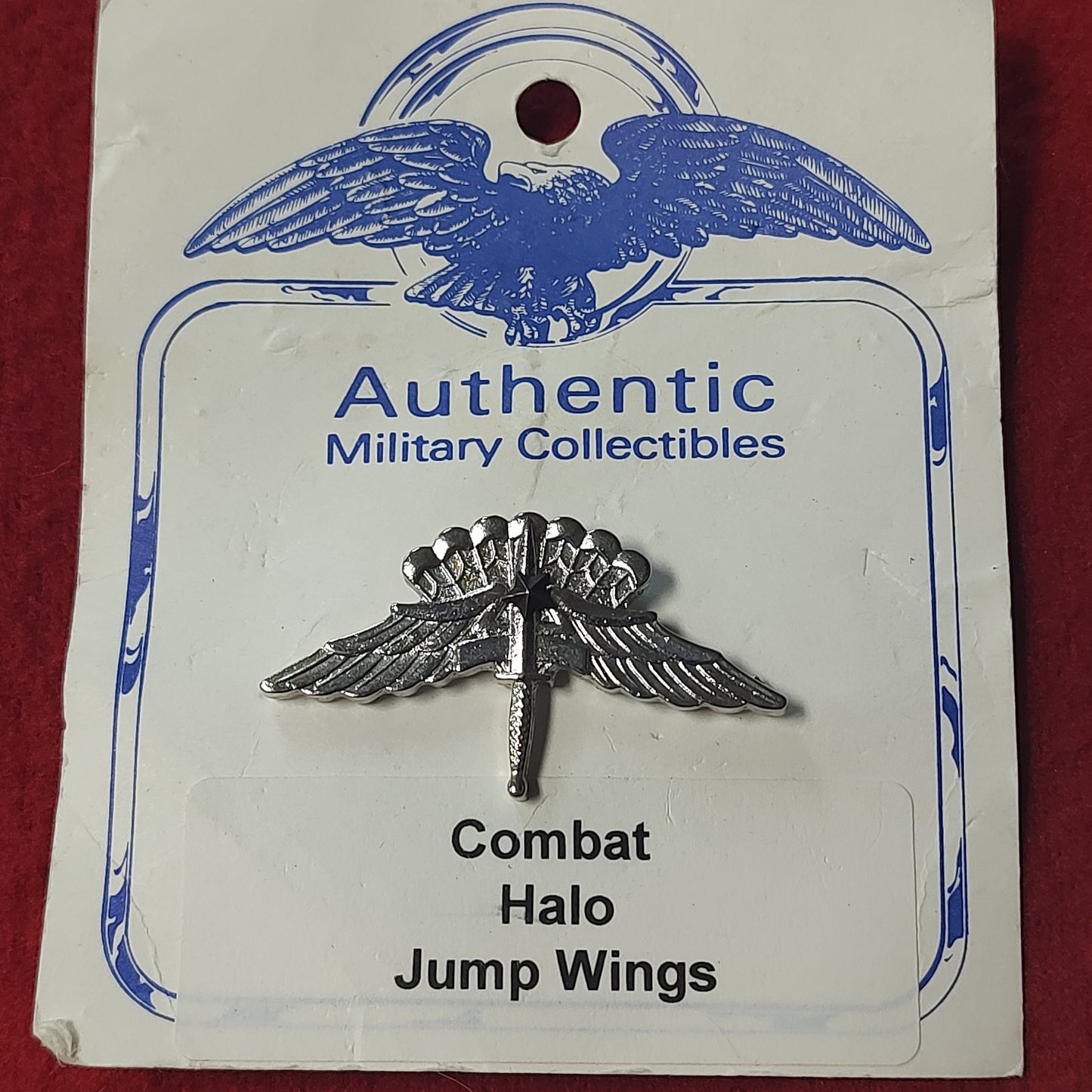 VINTAGE US Army COMBAT HALO JUMP WINGS Badge Pin (18CR7)