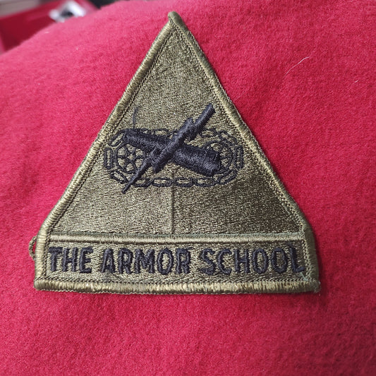 US Army ARMOR SCHOOL OD BDU Subdued Patch Sew On (24CR1)