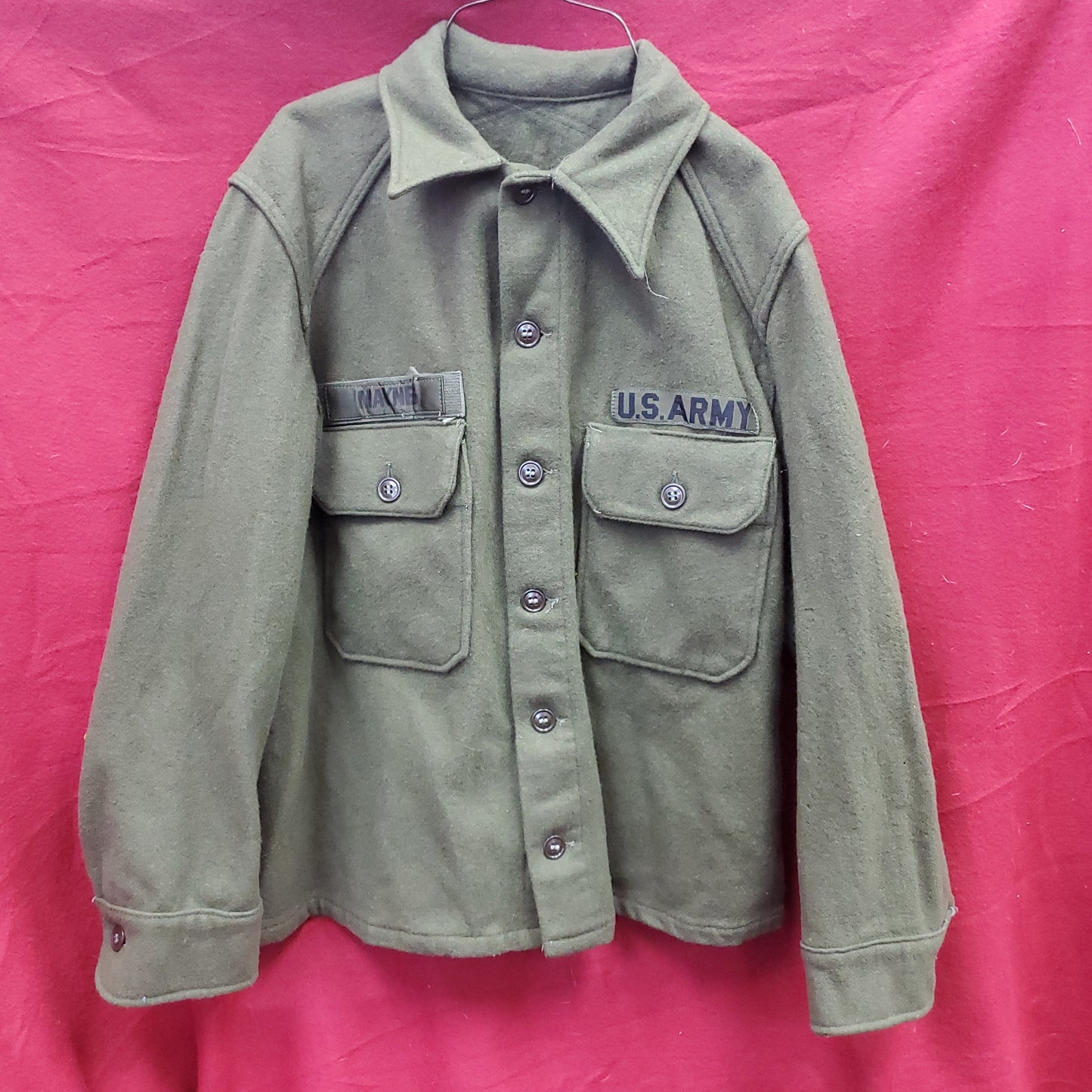 Korean War OD OG 1950s Wool Jacket Good Condition (aa15-1)