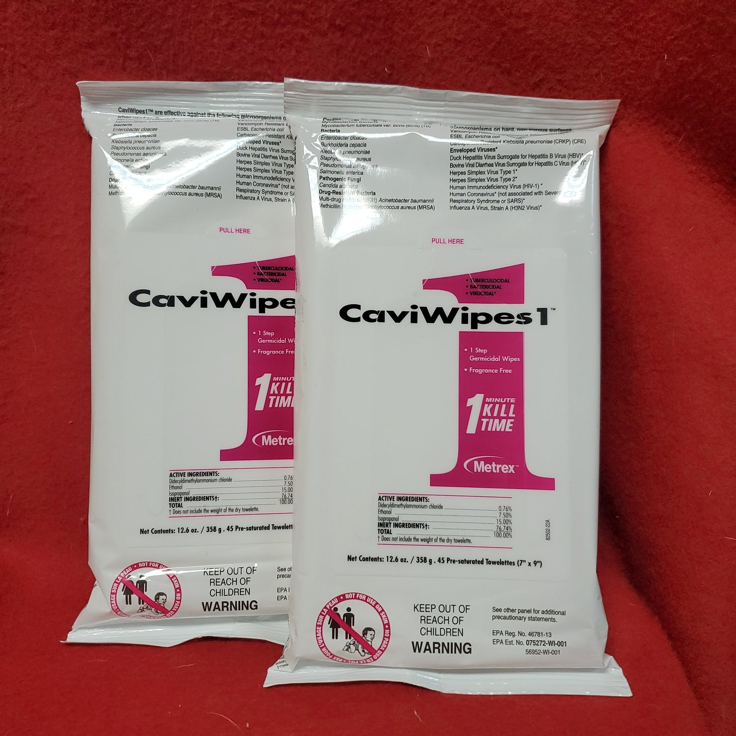 Metrex Research CaviWipes1 Disposable Towelettes Flat Pack (45) 7" x 9" (01d)