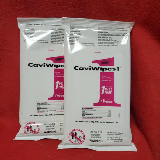 Metrex Research CaviWipes1 Disposable Towelettes Flat Pack (45) 7" x 9" (01d)
