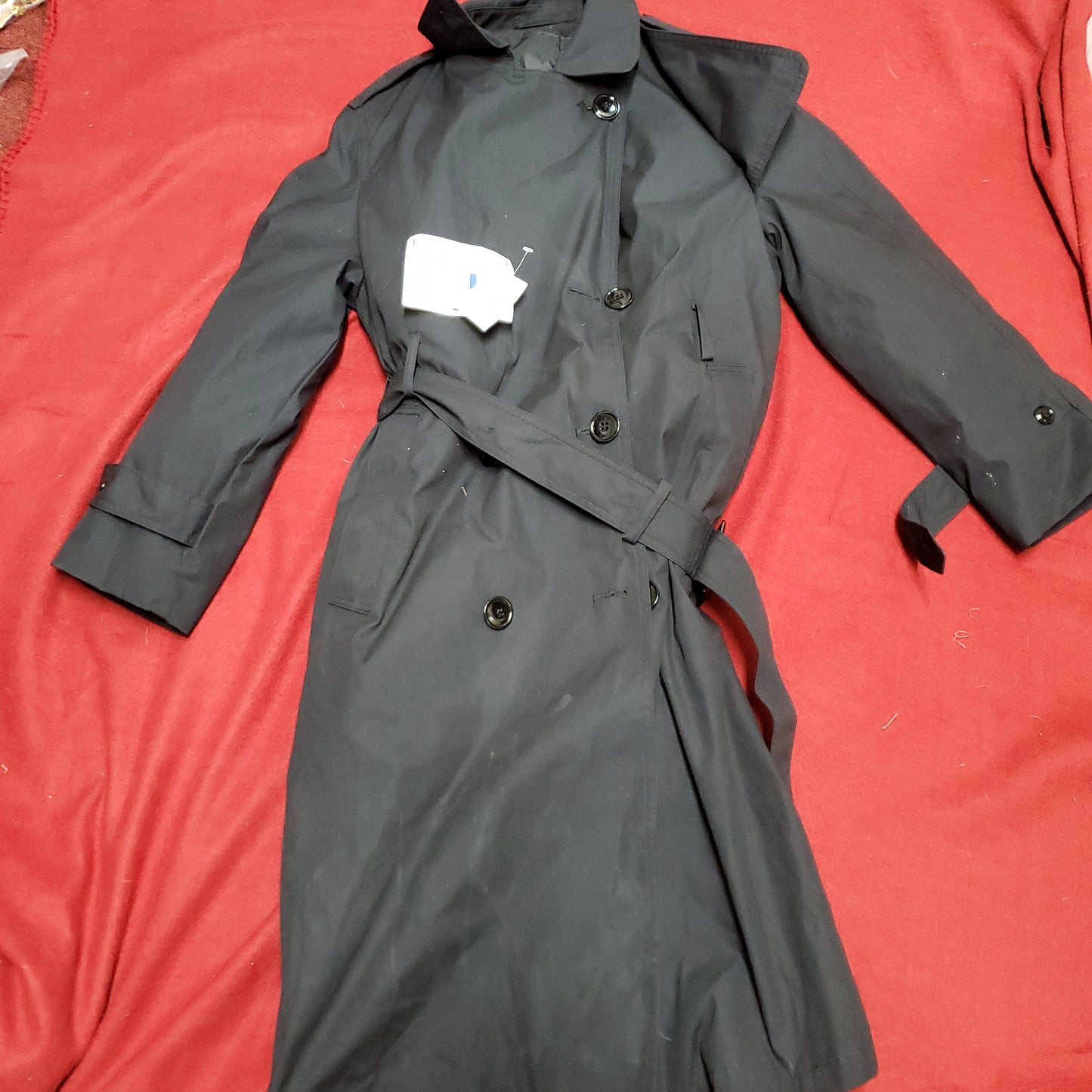 NWT US Army Army Female 12 Short All-Weather Black Overcoat ASU Black Excellent Condition (BA07-6)