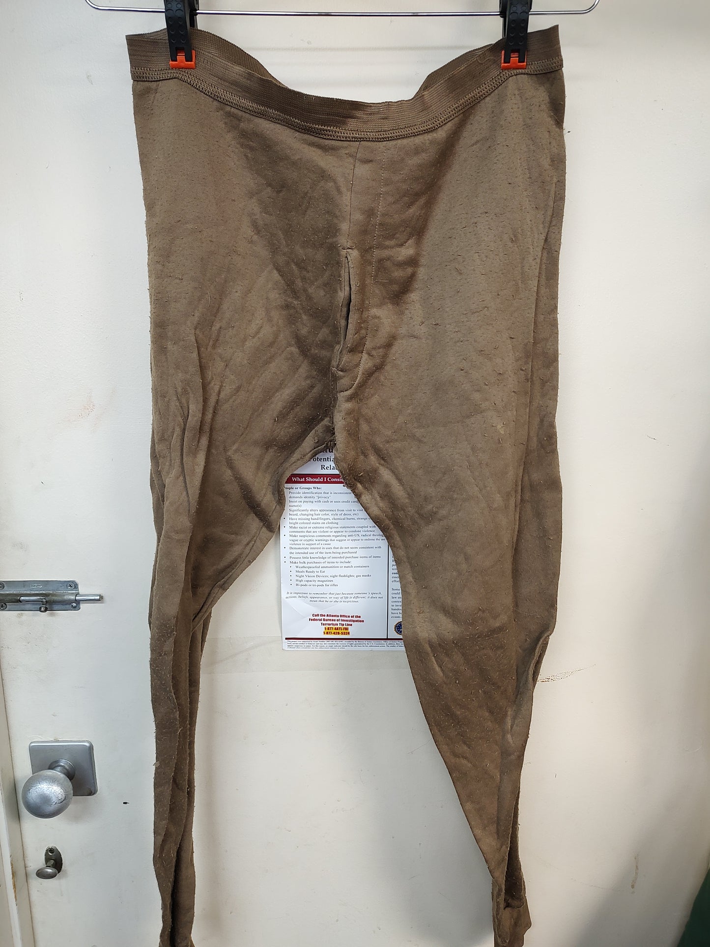 1980s/90s Good Condition US Army Medium Cold Weather Bottoms Brown (14n DC10-8)