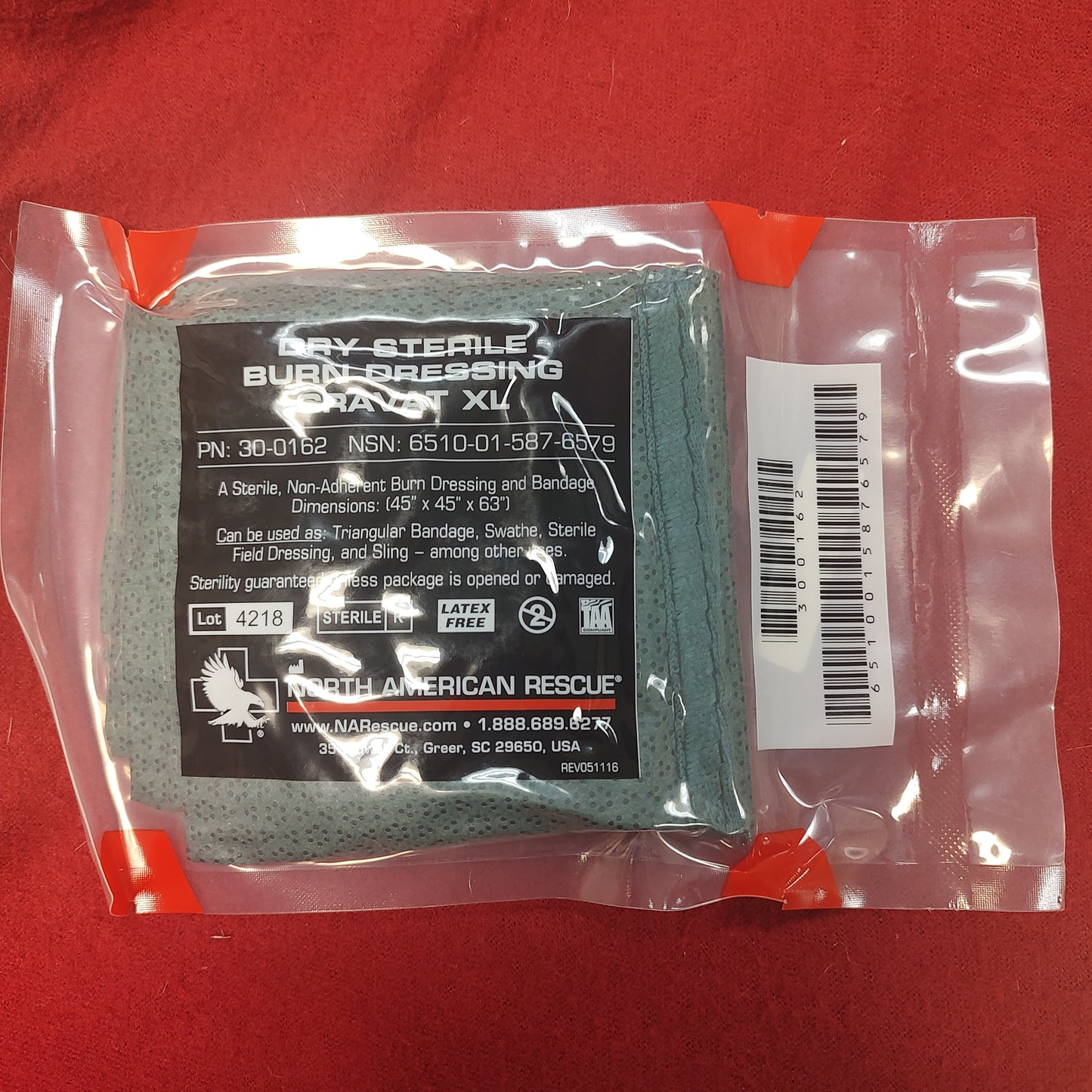 '- Unopened - NORTH AMERICAN RESCUE NAR Dry Sterile Burn Dressing Cravat XL (DCL da6-40)