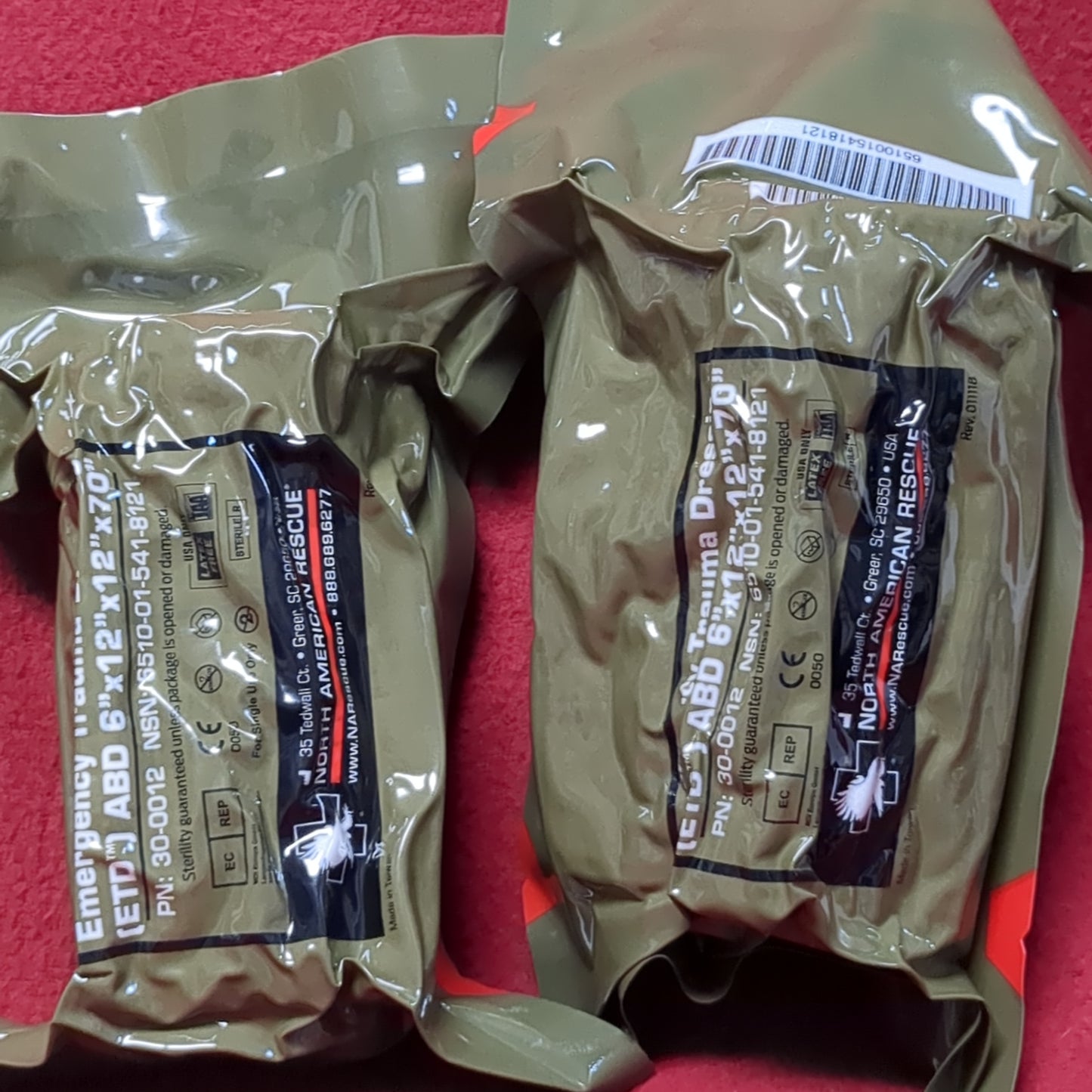2 PACK - NAR Emergency Trauma Dressing Abdomimal 6"x12"x12"x70" Exp June-2023 (fb04-)