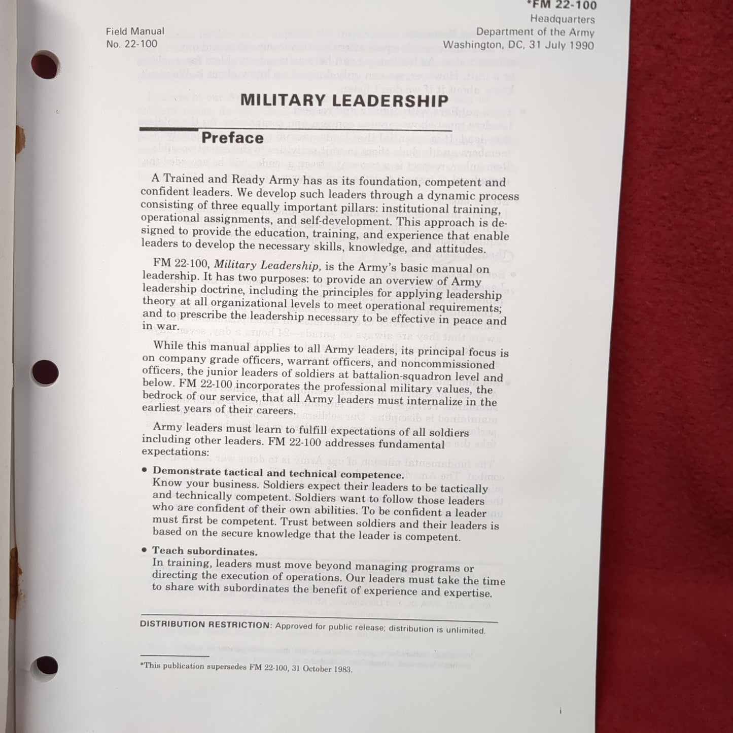 BOOK: July 1990 Military Leadership FM 22-100 Field Manual (manual-APR1)