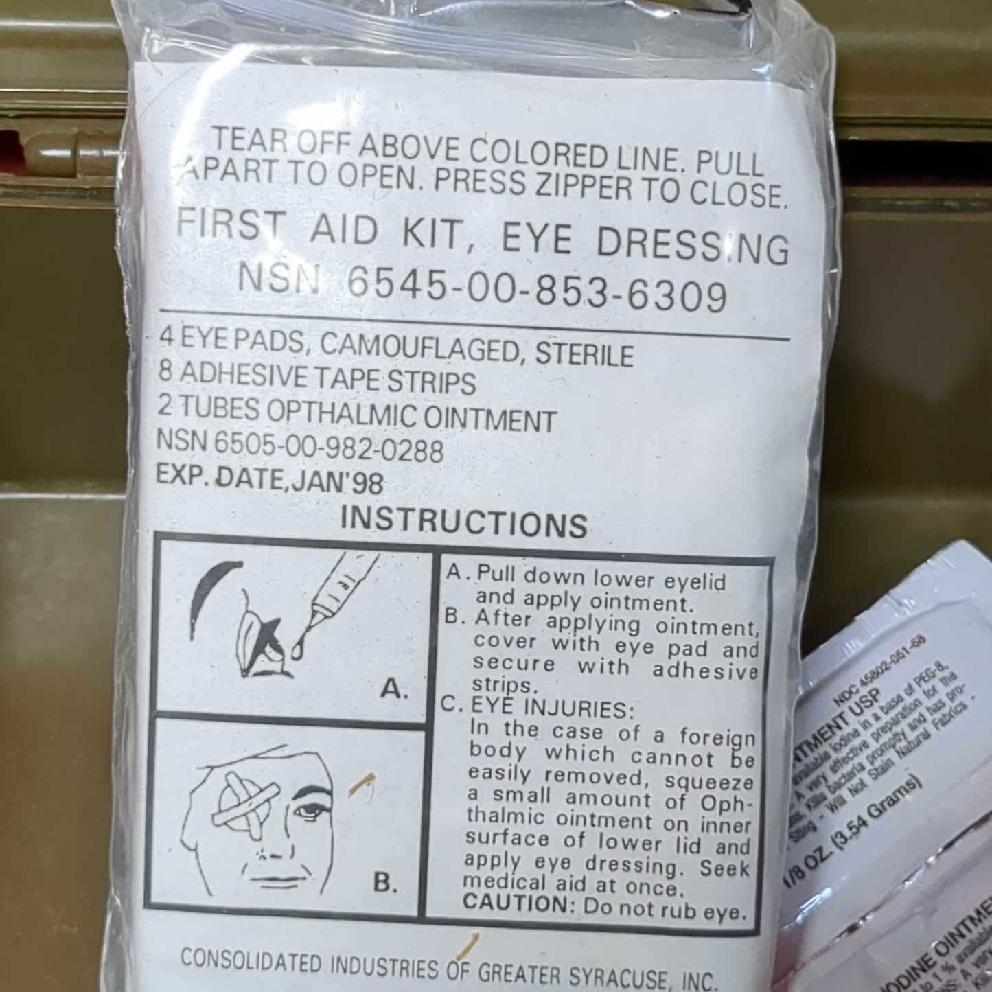 US Army Complete Individual First Aid kit General Purpose (ifak  ac07-APR222)