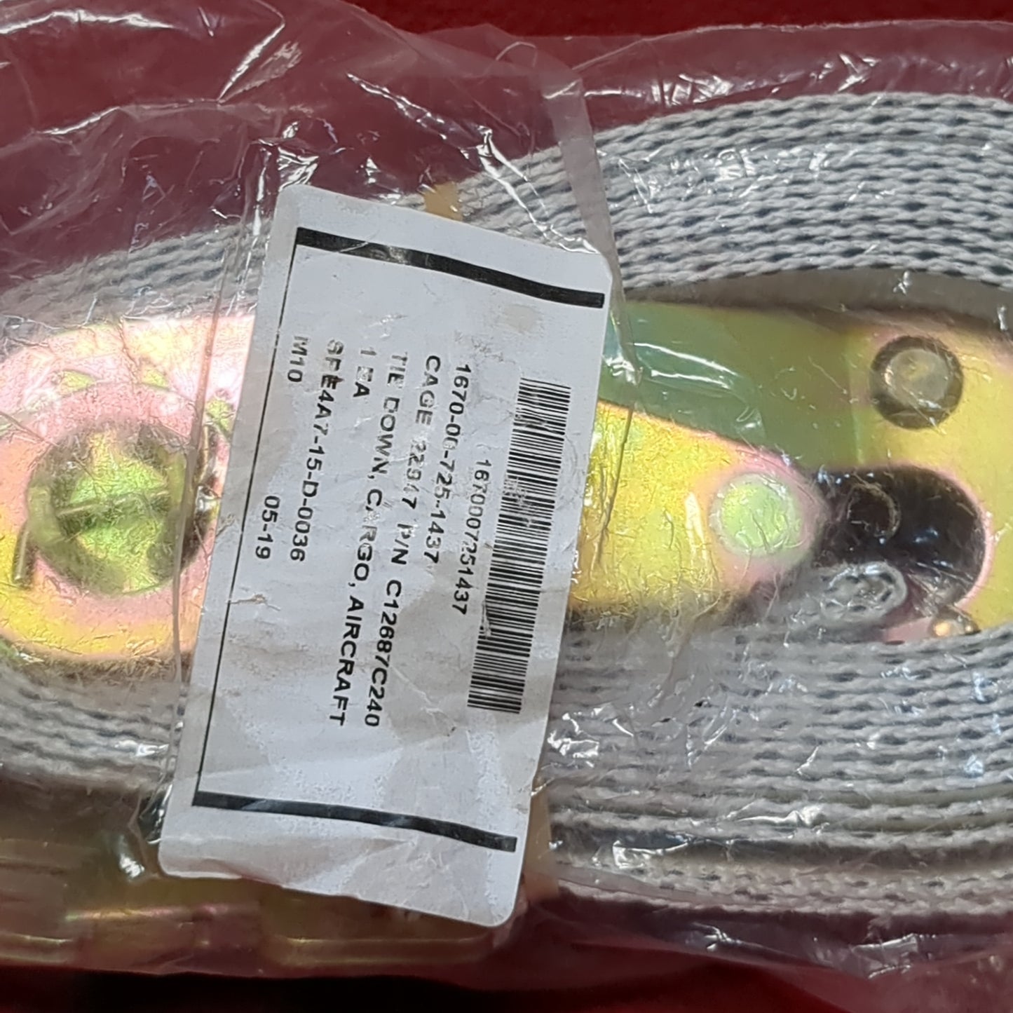 NOS US Army 5000lb Tie-Down Cargo Aircraft Ratchet Strap 1670-00-725-1437 (BA04-APR319)