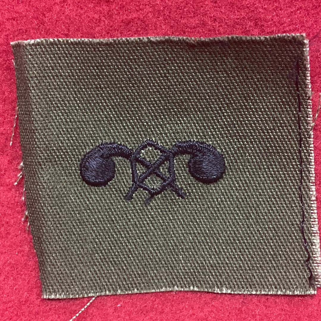 VINTAGE US Army CHEMICAL CORPS Patch SEW ON Subdued OD Black (04cc16)