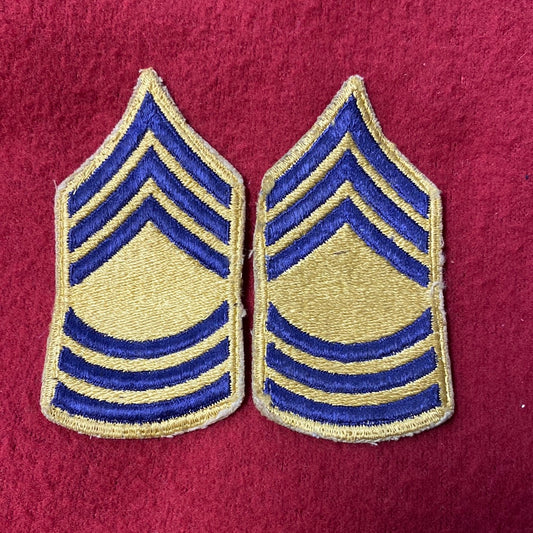 SET OF VINTAGE US Army Master Sergeant Rank Patch Sew-On (04cc96)