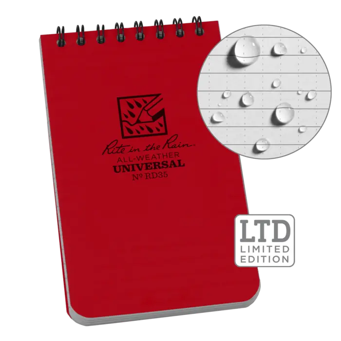 RD35 3x5 Red Top Spiral Pocket Rite in the Rain Notebook 3" x 5" (RD35)