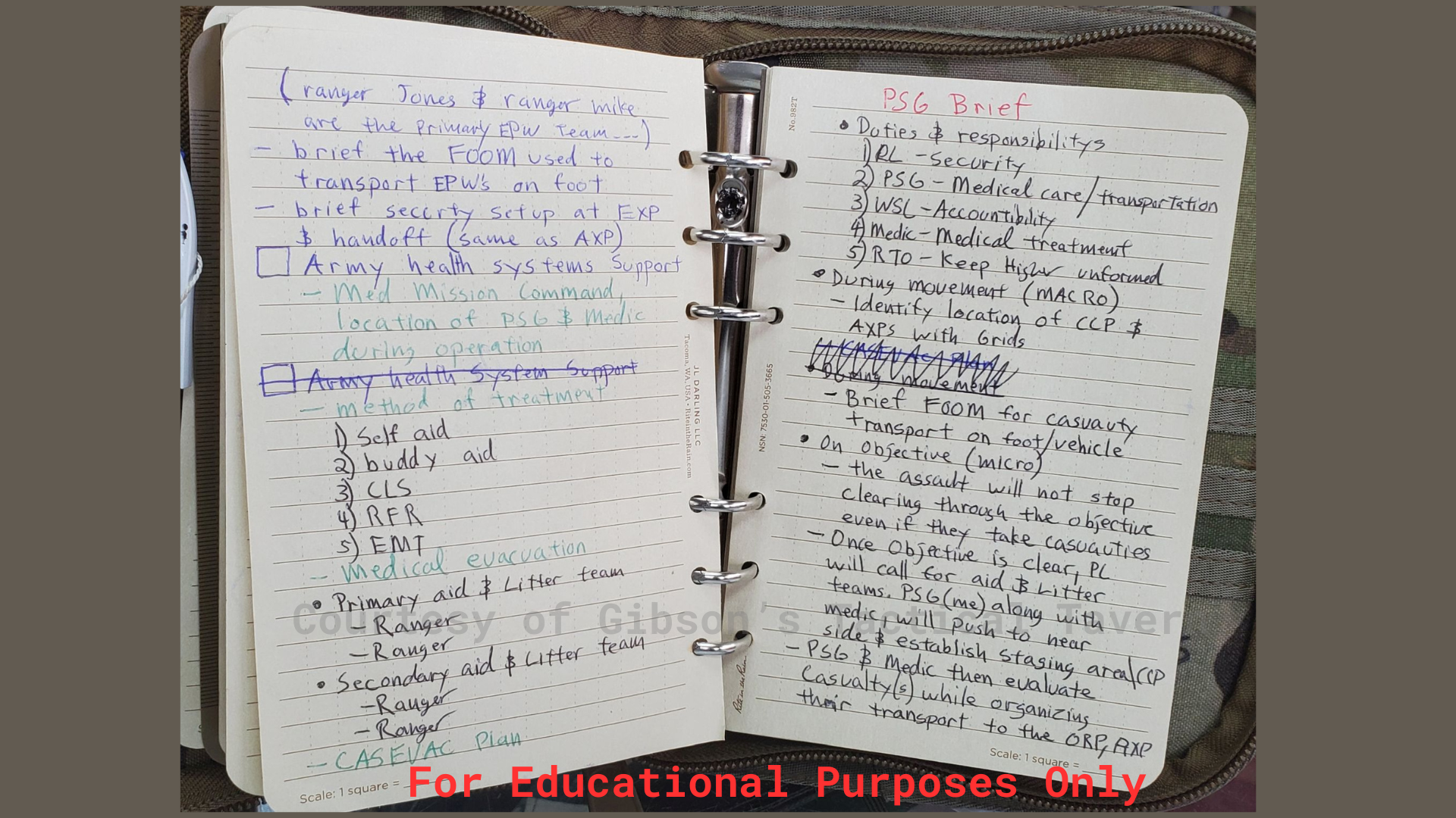 More Ranger School Notebook Reveals – Gibsons Tactical Tavern