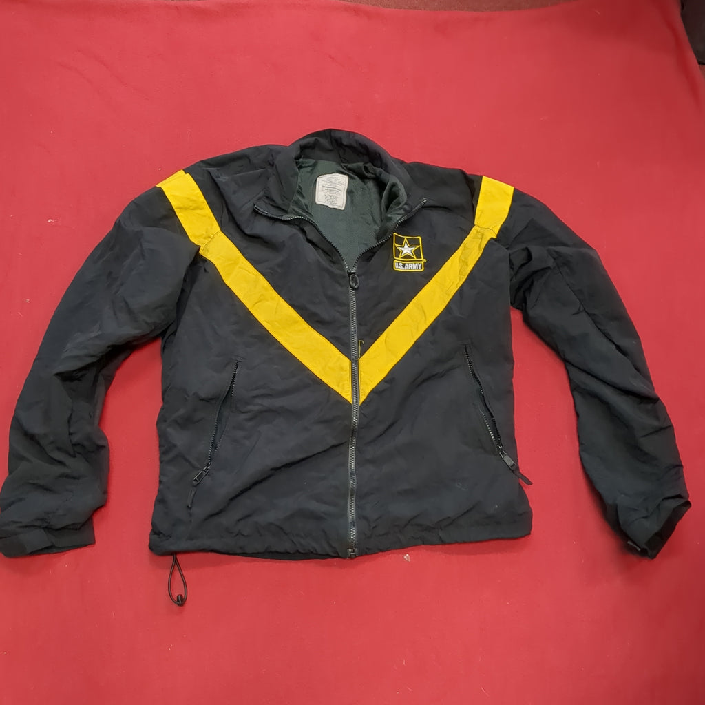 US Army Small Long PT Jacket Black Gold APFU Uniform Excellent
