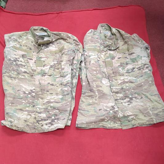 * Lot of Two* US Army Medium Long Multicam Flame Resistant Frac Uniform Top Shirt Used (fc07-JUL37)