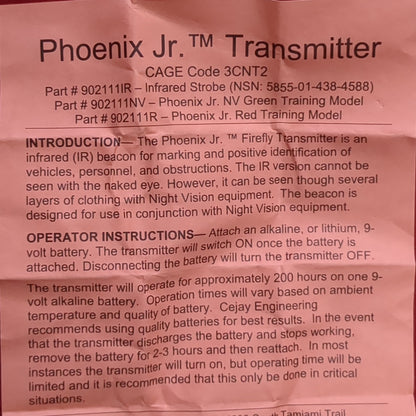 NOS US Army Firefly IR Infrared Transmitter Strobe Beacon Phoenix Jr. (j09 ab02-DEC180)