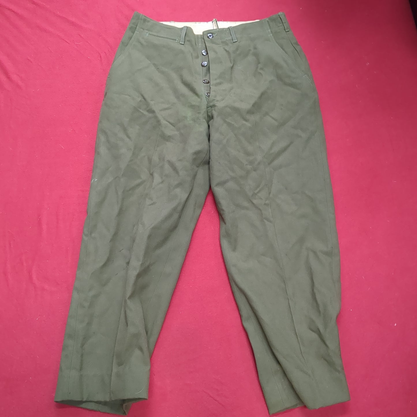 Vintage Medium Regular US Army Trousers Field Wool Serge OG-108 (aa14-8)