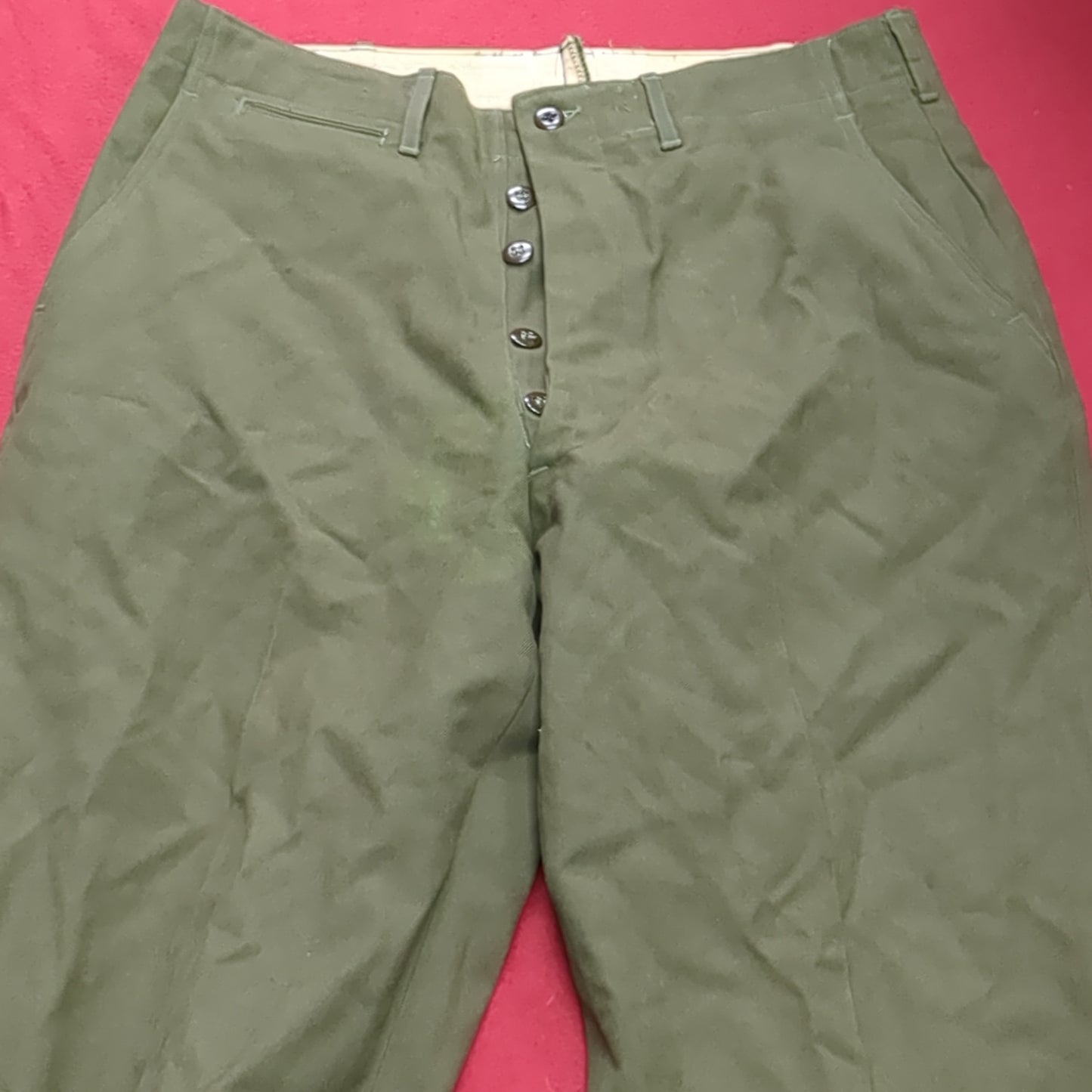 Vintage Medium Regular US Army Trousers Field Wool Serge OG-108 (aa14-8)