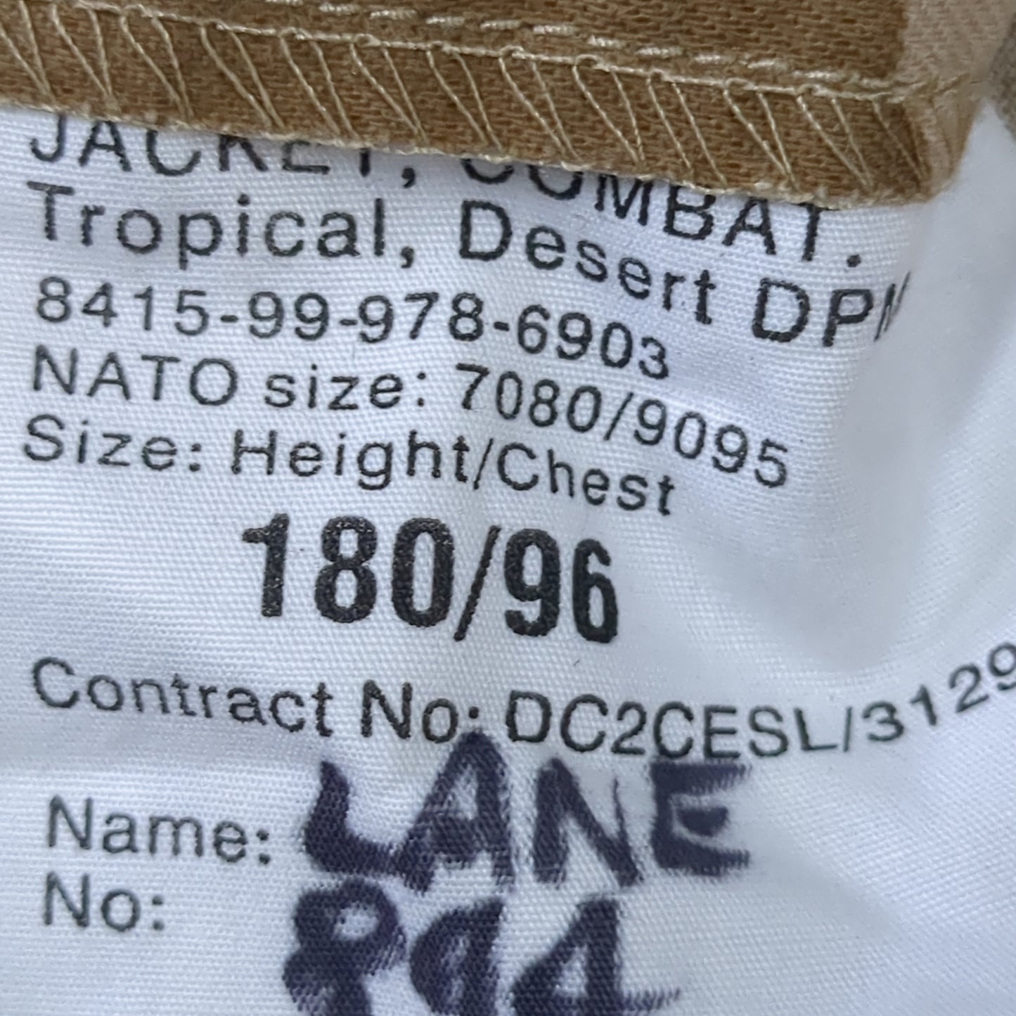 British Tropical Desert DP Combat 180/96 Top Jacket (aa14-6)