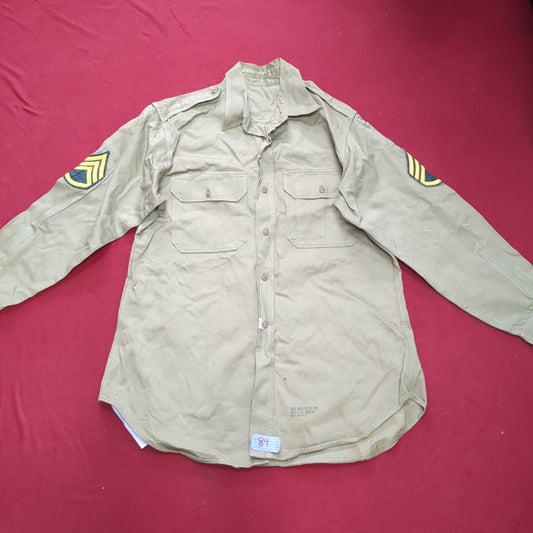 1964 15 1/2 x 32 Khaki Man's Twill Long Sleeve Shirt Vintage (aa13-84)