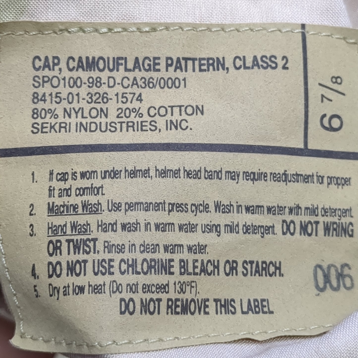 US Army Patrol Cap 6 7/8 DCU Desert Class 2 Camo (aa08-4)
