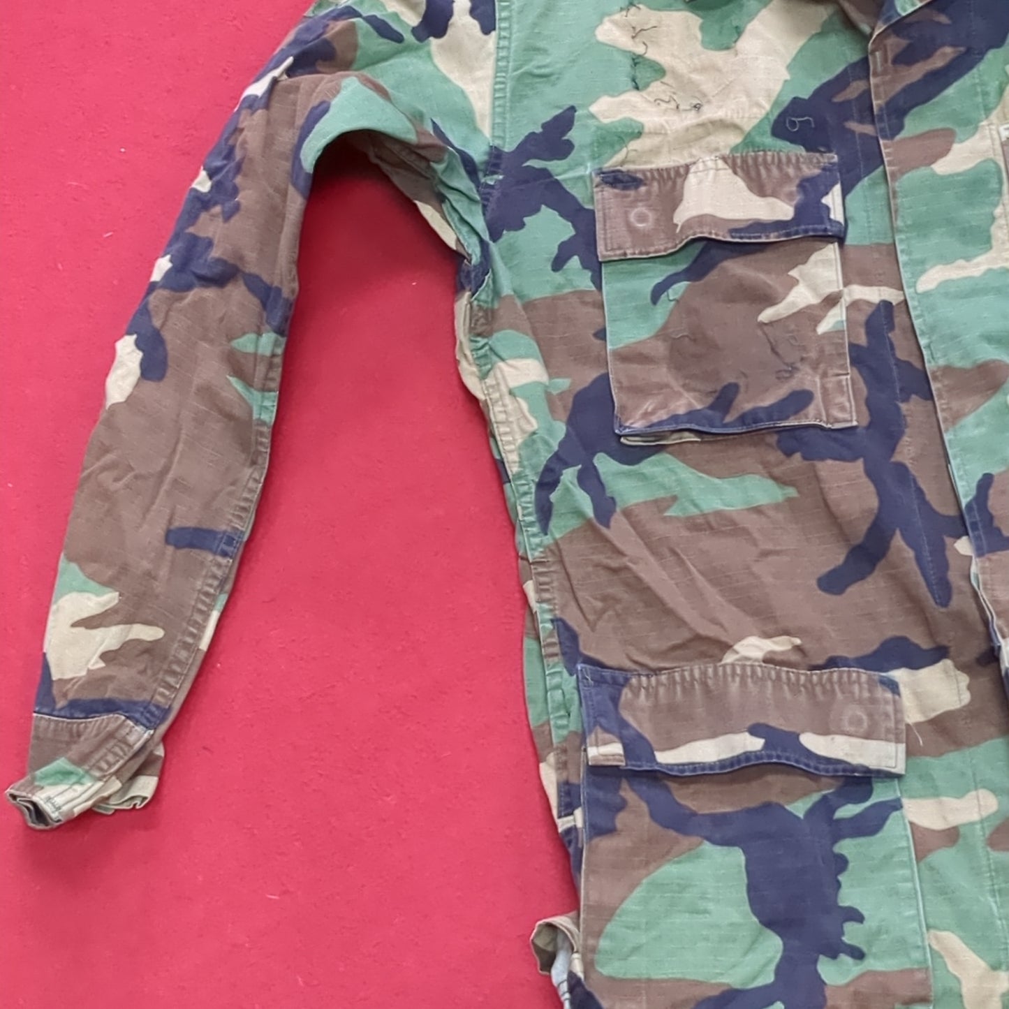 US Army Woodland Camo Hot Weather Coat Size Small Long (aa14-24)