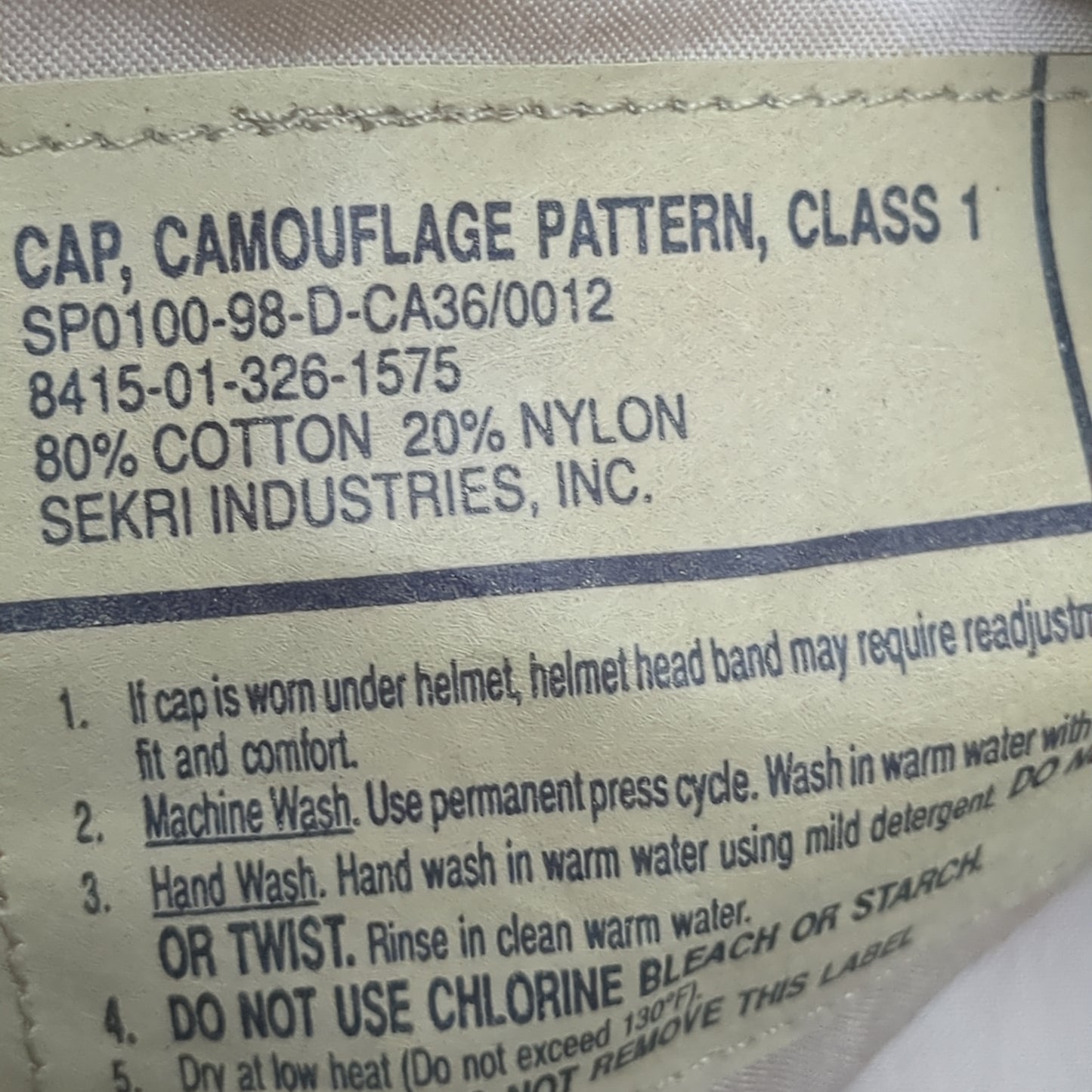 US Army Patrol Cap Sz7 DCU Desert Camo Class 1 (aa14-20)
