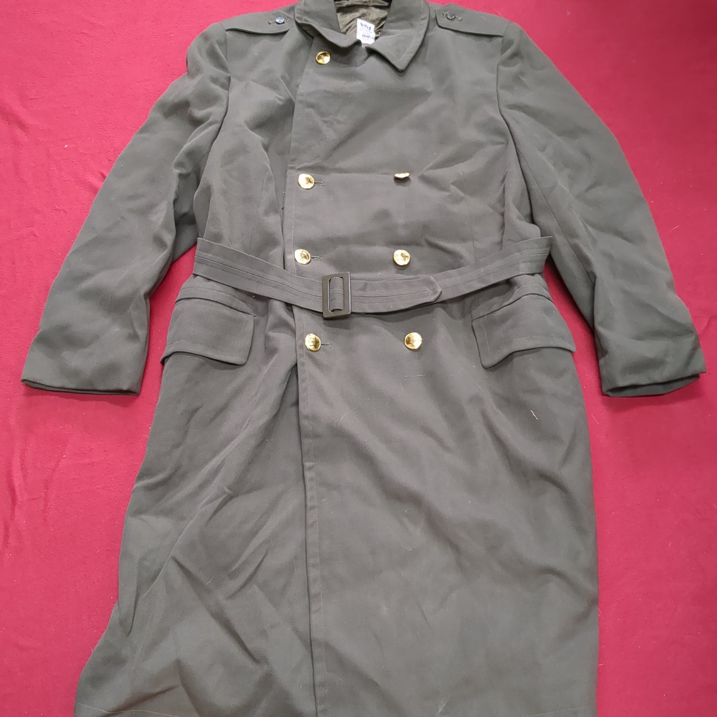 Vintage Czech CZECHOSLOVAKIA Military Trench Coat Overcoat Kras Odevy Brno (j1 (ab13-j)