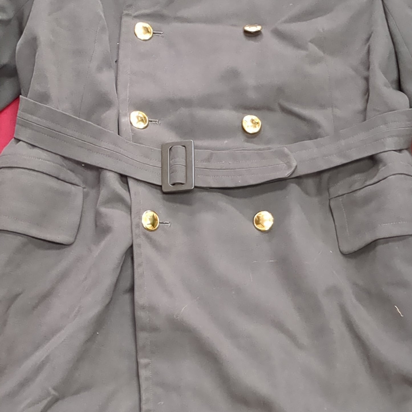 Vintage Czech CZECHOSLOVAKIA Military Trench Coat Overcoat Kras Odevy Brno (j1 (ab13-j)