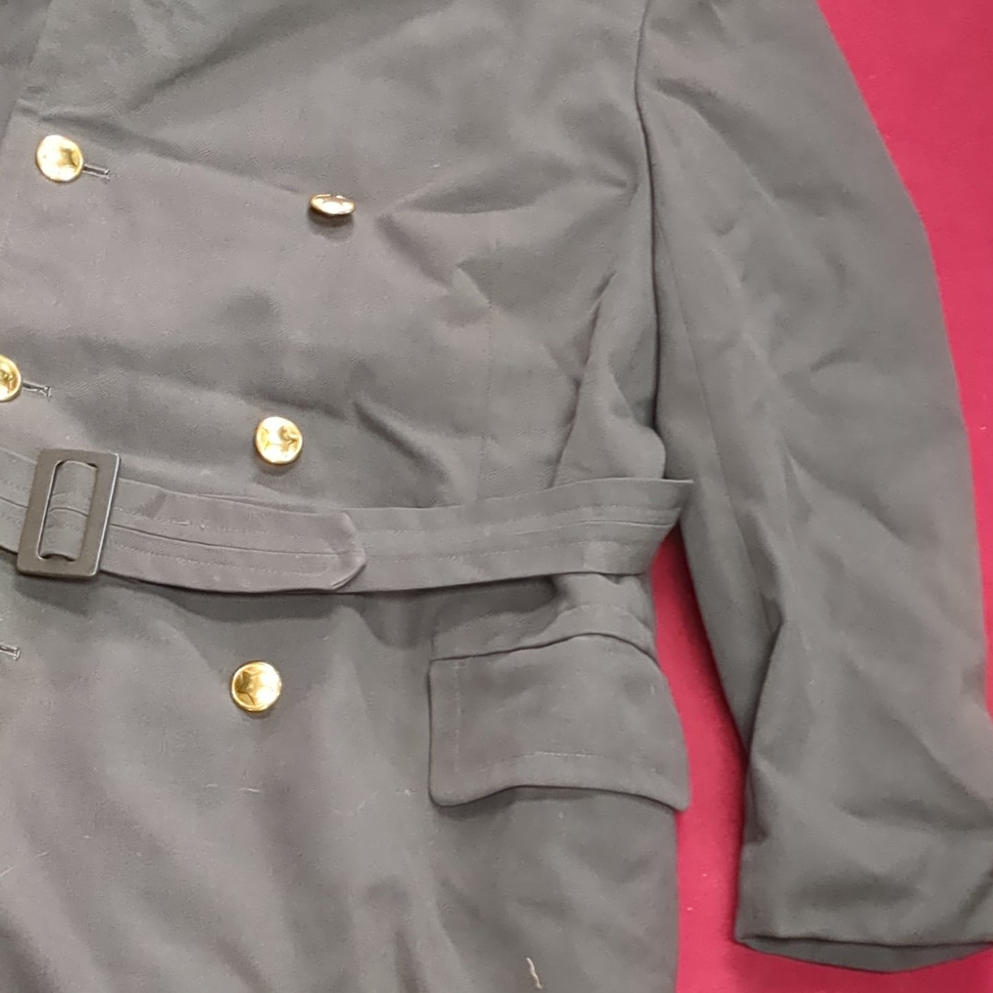 Vintage Czech CZECHOSLOVAKIA Military Trench Coat Overcoat Kras Odevy Brno (j1 (ab13-j)