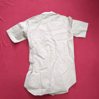 Vintage Vietnam Era US Army Men's Small Tan 445 Short-Sleeve Shirt Good Condition (aa15-AUG79)
