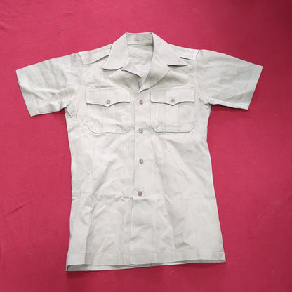 Vintage Vietnam Era US Army Men's Small Tan 445 Short-Sleeve Shirt Good Condition (aa15-AUG80)
