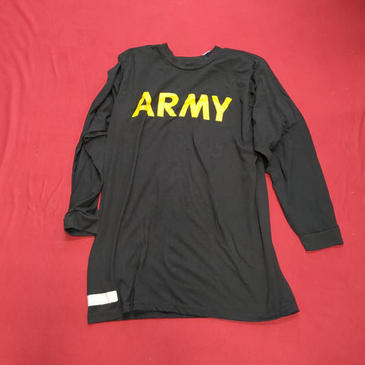 US Army Medium Black Gold Cold Weather APFU PT Uniform Long-Sleeve Shirt (ab03-6)