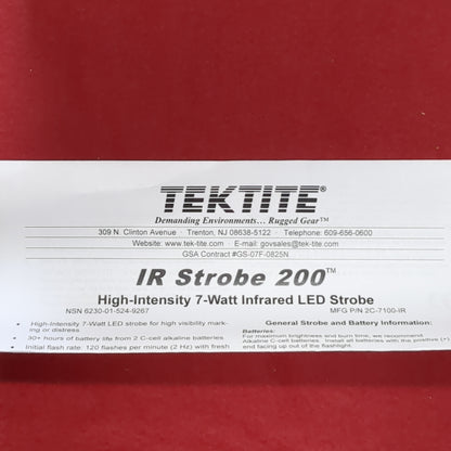 NOS US Army Military Issue Tektite IR Cover Ops Strobe 200 NIB Infared Strobe Light (j09 ab02-g445)
