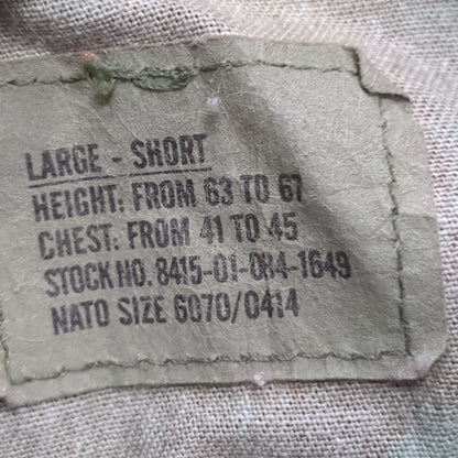 US Army BDU Large Short Woodland Camo Uniform Top Shirt Good Condition (fa14-AUG145)