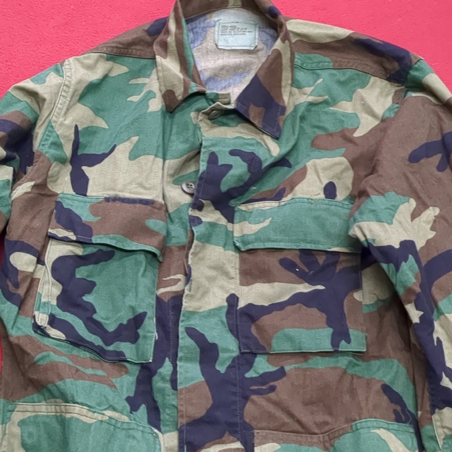 US Army Small Short BDU Woodland Camo Top Jacket Uniform (aa04-7)