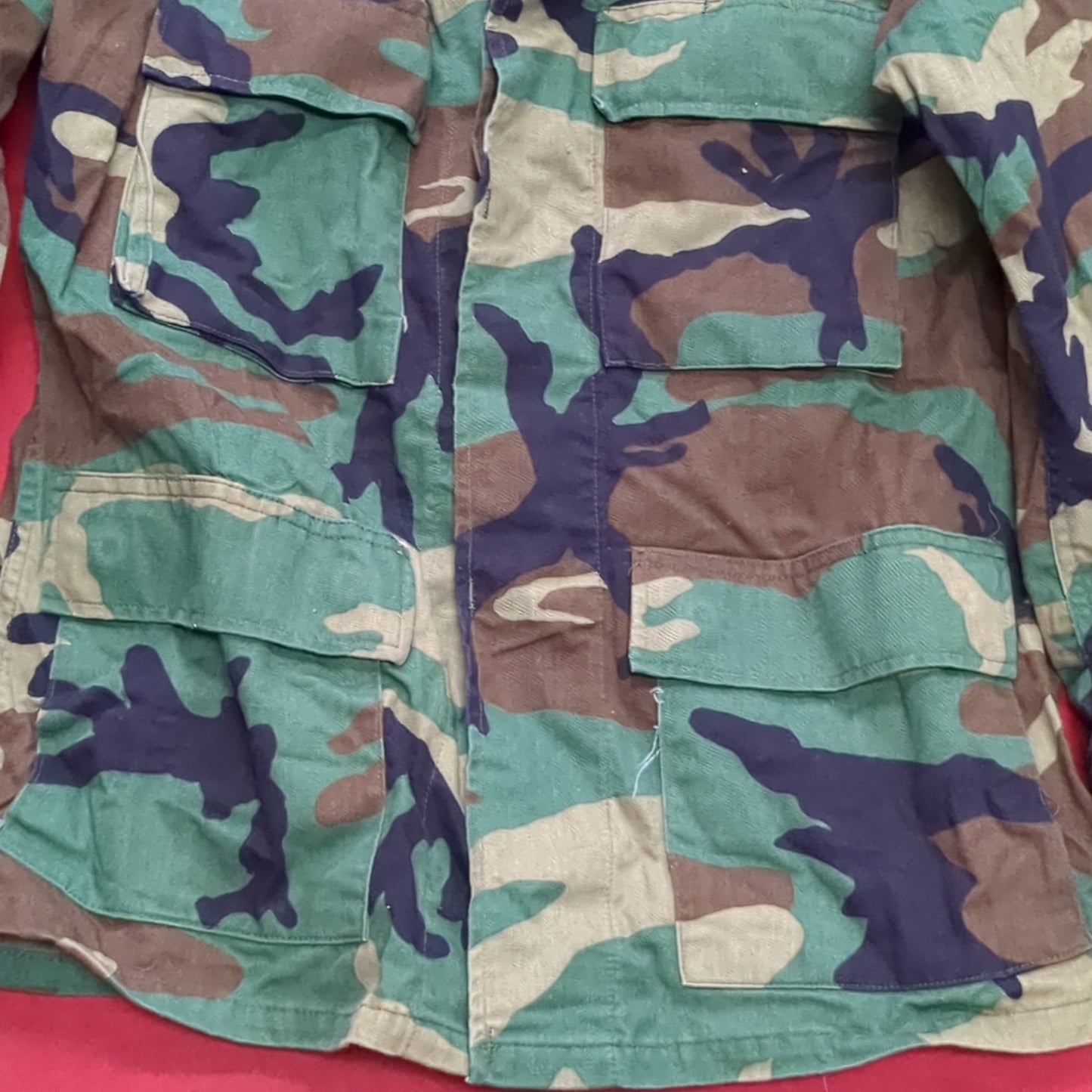 US Army Small Short BDU Woodland Camo Top Jacket Uniform (aa04-7)