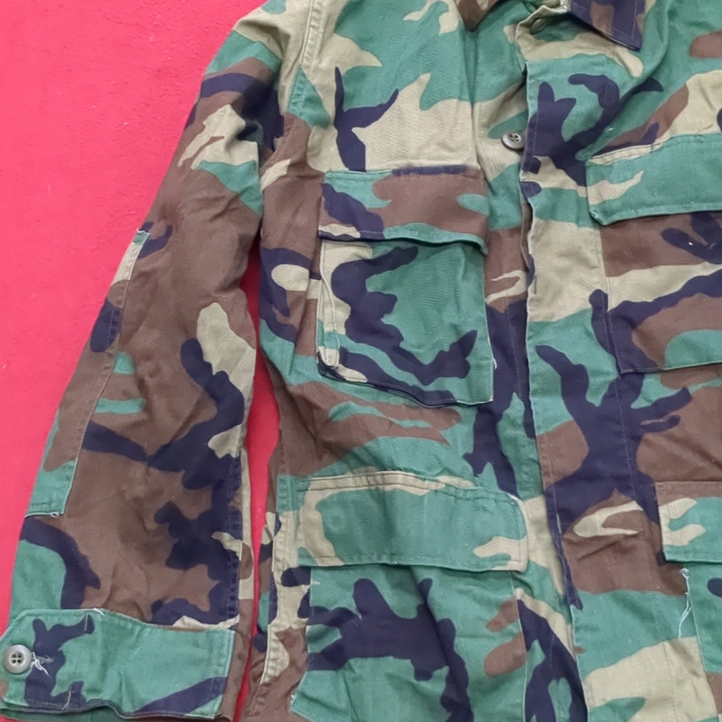 US Army Small Short BDU Woodland Camo Top Jacket Uniform (aa04-7)