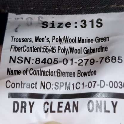 BRENNEN BOWDON 31 Short Trousers Men's Poly Wool Marine Green (aa07-g112)