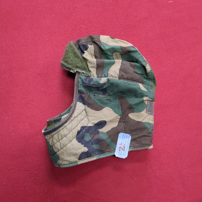 VINTAGE US Army 6 3/4 Cold Weather Liner Pile Cap BDU Woodland Camo (11s (ab10-21)