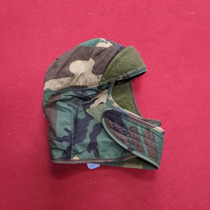 VINTAGE US Army 6 3/4 Cold Weather Liner Pile Cap BDU Woodland Camo (11s (ab10-21)