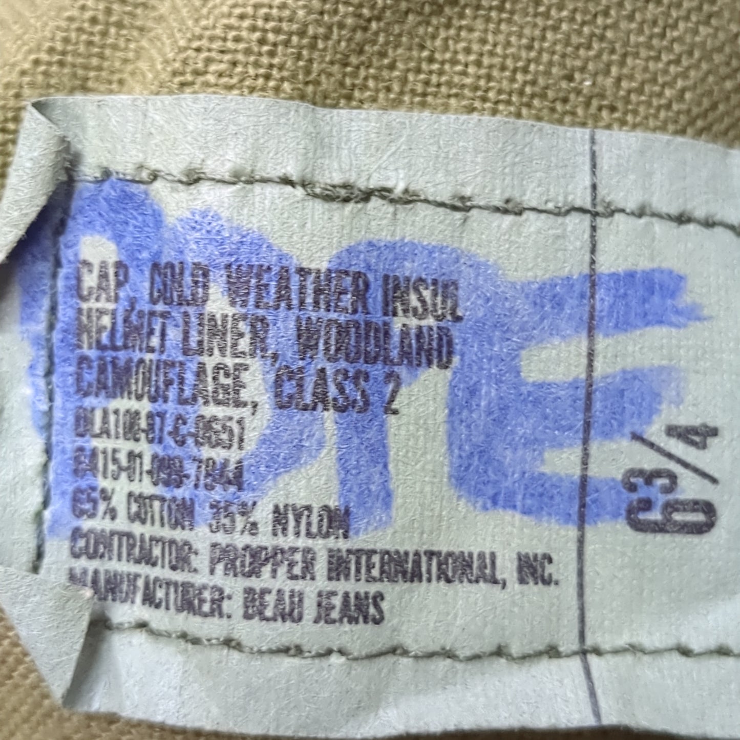 VINTAGE US Army 6 3/4 Cold Weather Liner Pile Cap BDU Woodland Camo (11s (ab10-21)