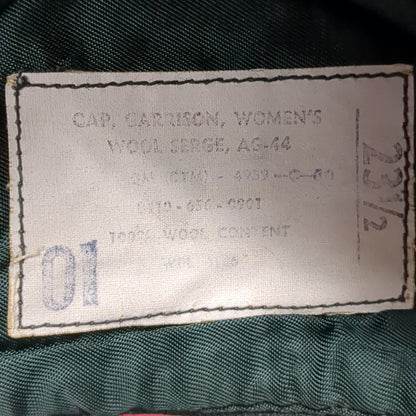 Vintage 1960 Women's 23 1/2 OD Wool Army Military  Green 44 Garrison Cap (10s (ab09-17)