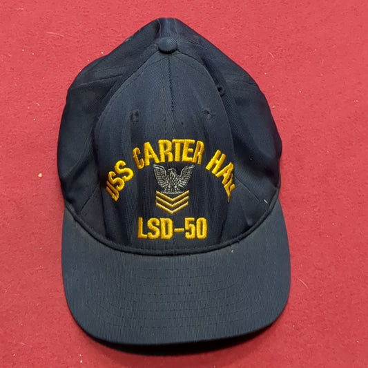 Vintage USS CARTER HALL LSD-50 Blue Ball Cap (10s (ab09-19)