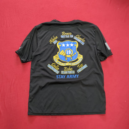 US Army Large Black Rock Force T-Shirt Excellent Condition (fb10-AUG202)