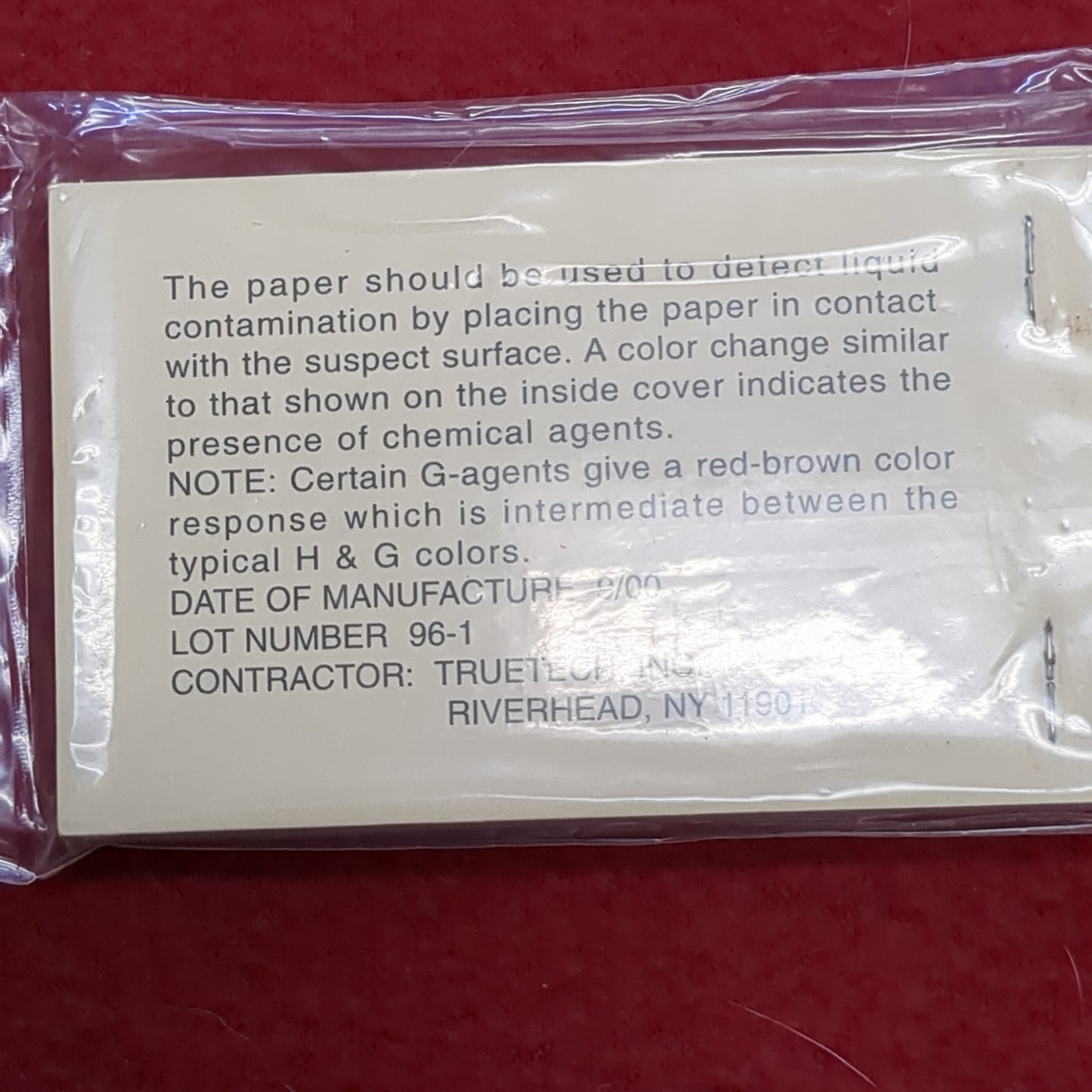 2 x Book of Chemical Agent Detector Paper VGH ABC M8 (12s (ab11-32)