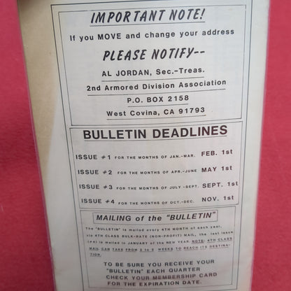Vintage "Hell on Wheels 2nd Armored Division" Bulletin - 1987 No. 2 (14s- (ab05-MAY150)