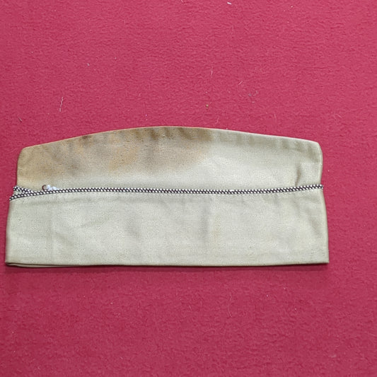 VINTAGE WWII Size ?? Khaki Garrison Red/White Piping Cap (22s ac15-16)