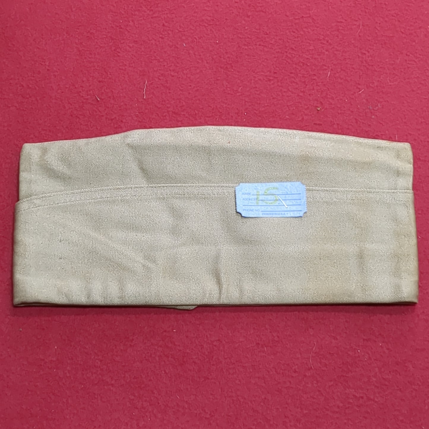 VINTAGE M-1950 7 1/8 Khaki Garrison No Piping Cap (22s ac15-15)
