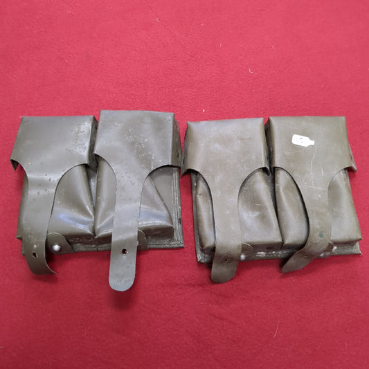 VINTAGE German Bundeswehr Leather Plastic Olive Pouch (21s ac15-15)